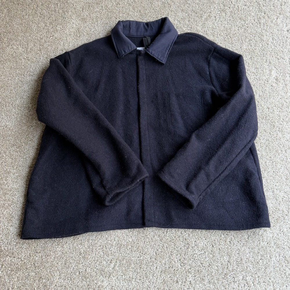 National Safety Apparel Jacket Mens XL Blue Wool Collared Workwear Winter USA